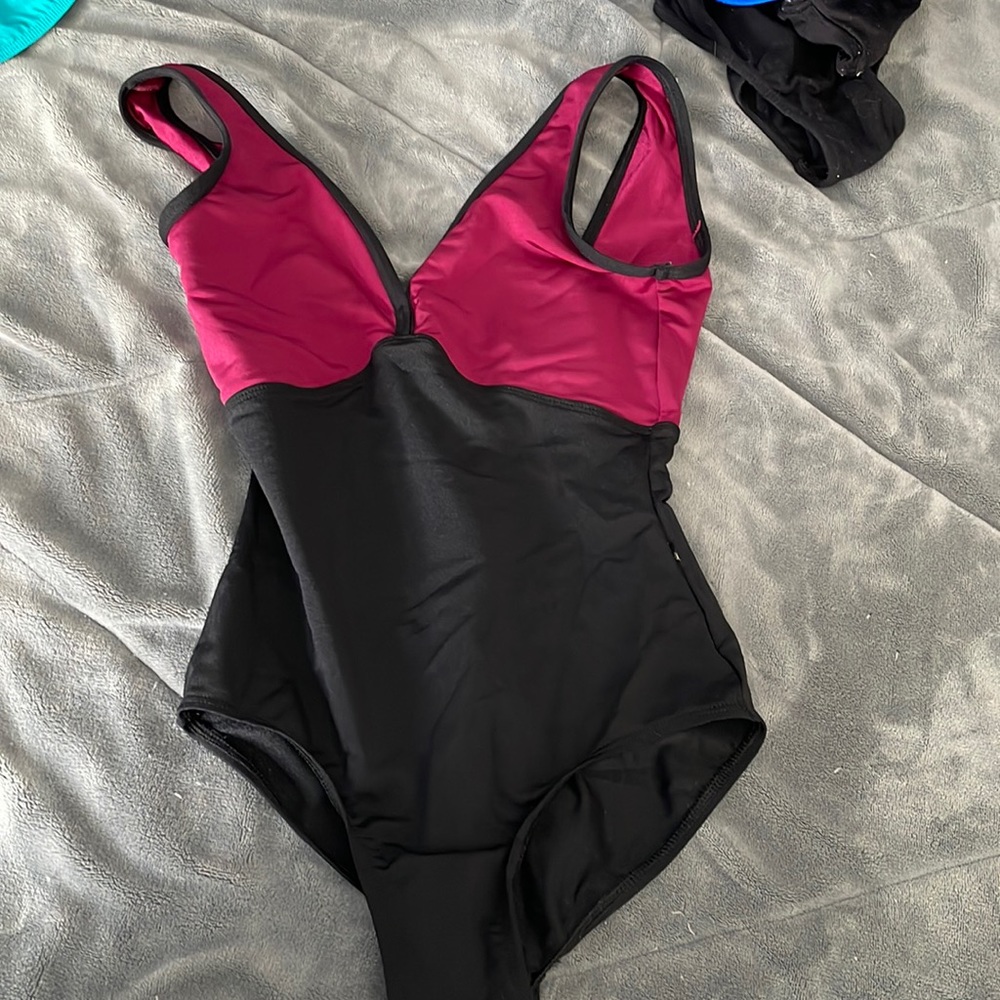 Burgundy and Black Mariia Leotard